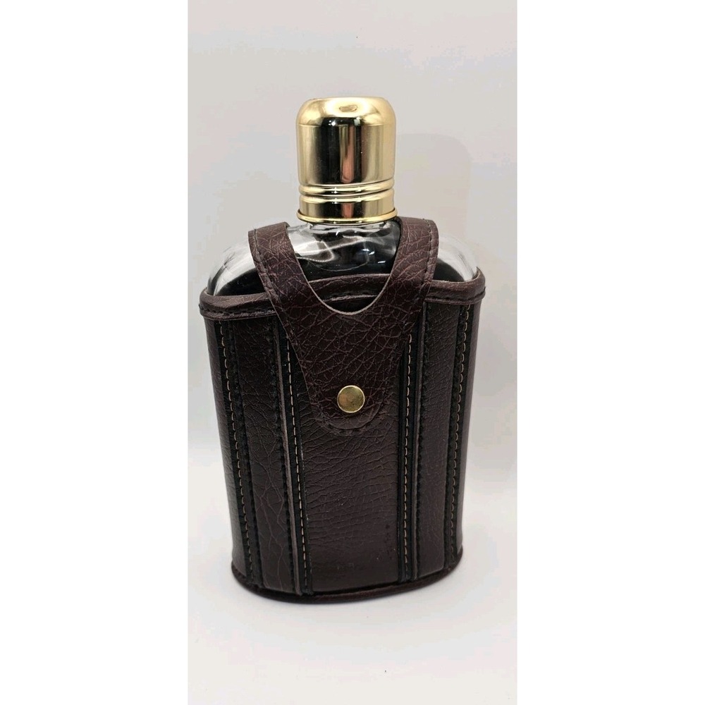BROWN GENUINE LEATHER WRAPPED FLASK Gentleman Club Classic Grand Dark Academia